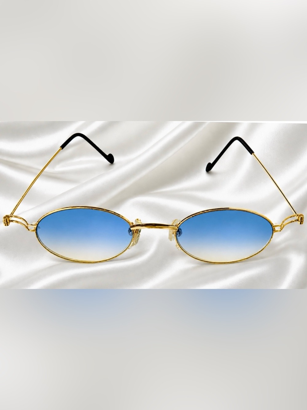 RARE Authentic Gucci Coogi Brand Name Gold Metal Frame Blue Tint Sunglasses 80’s